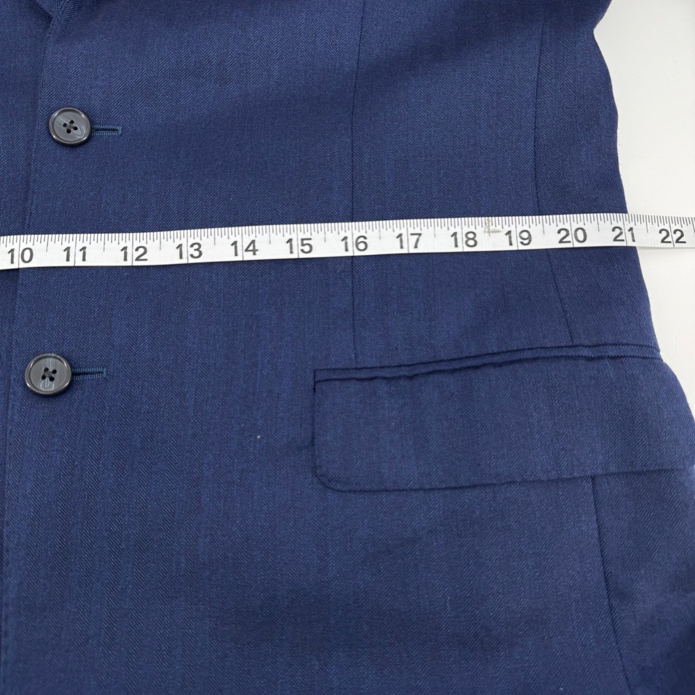 J.P. Tilford Samuelsohn Loro Piana Blazer Men 42L Blue Cashmere Silk Herringbone - Picture 14 of 16